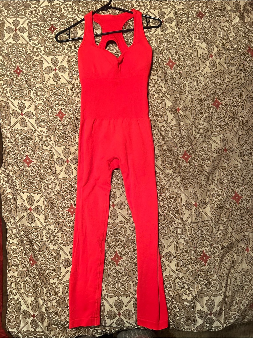 Women Red Sleeveless Jumpsuit Romper Large